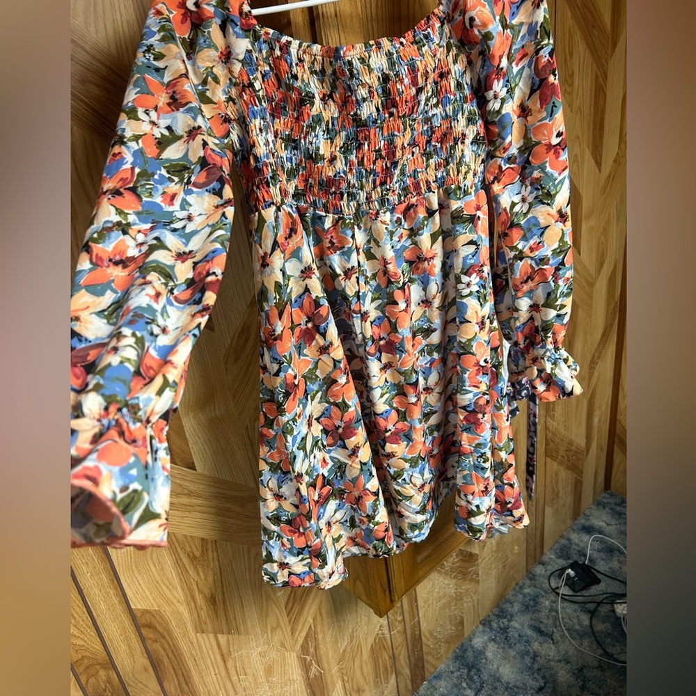 Small off shoulder orange maternity dress
